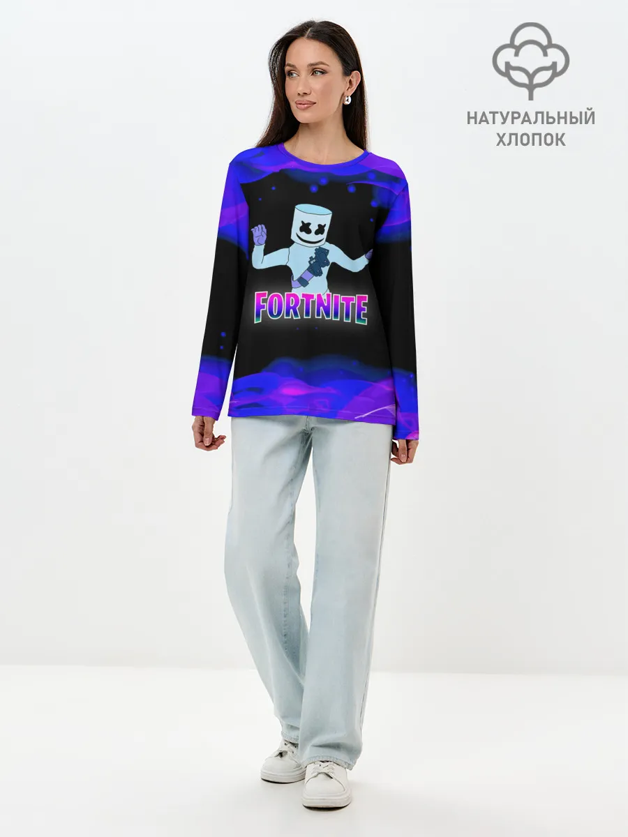 Лонгслив женский. Хлопок / Fortnite Marshmallow
