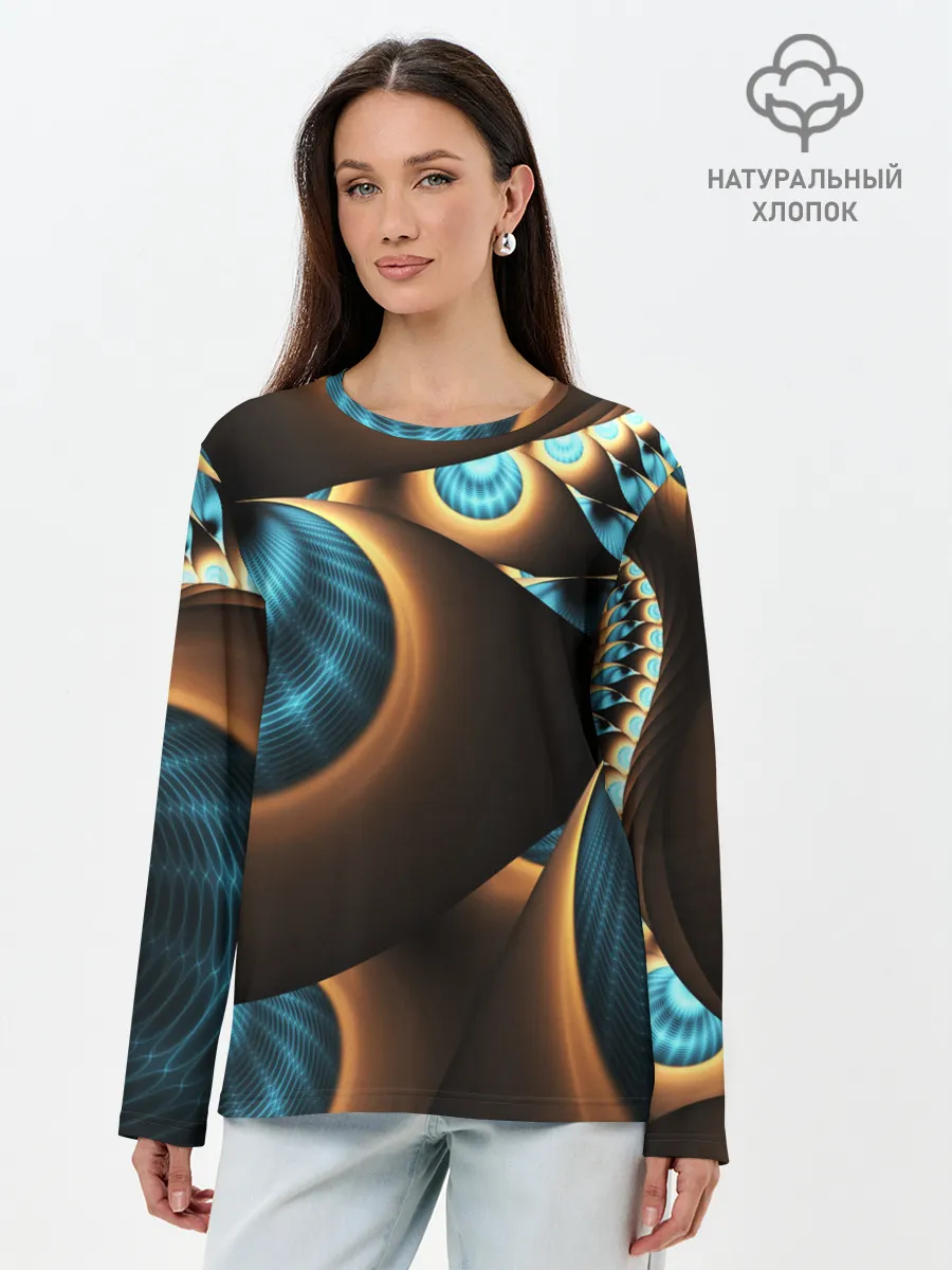 Лонгслив женский. Хлопок / 3D FRACTAL