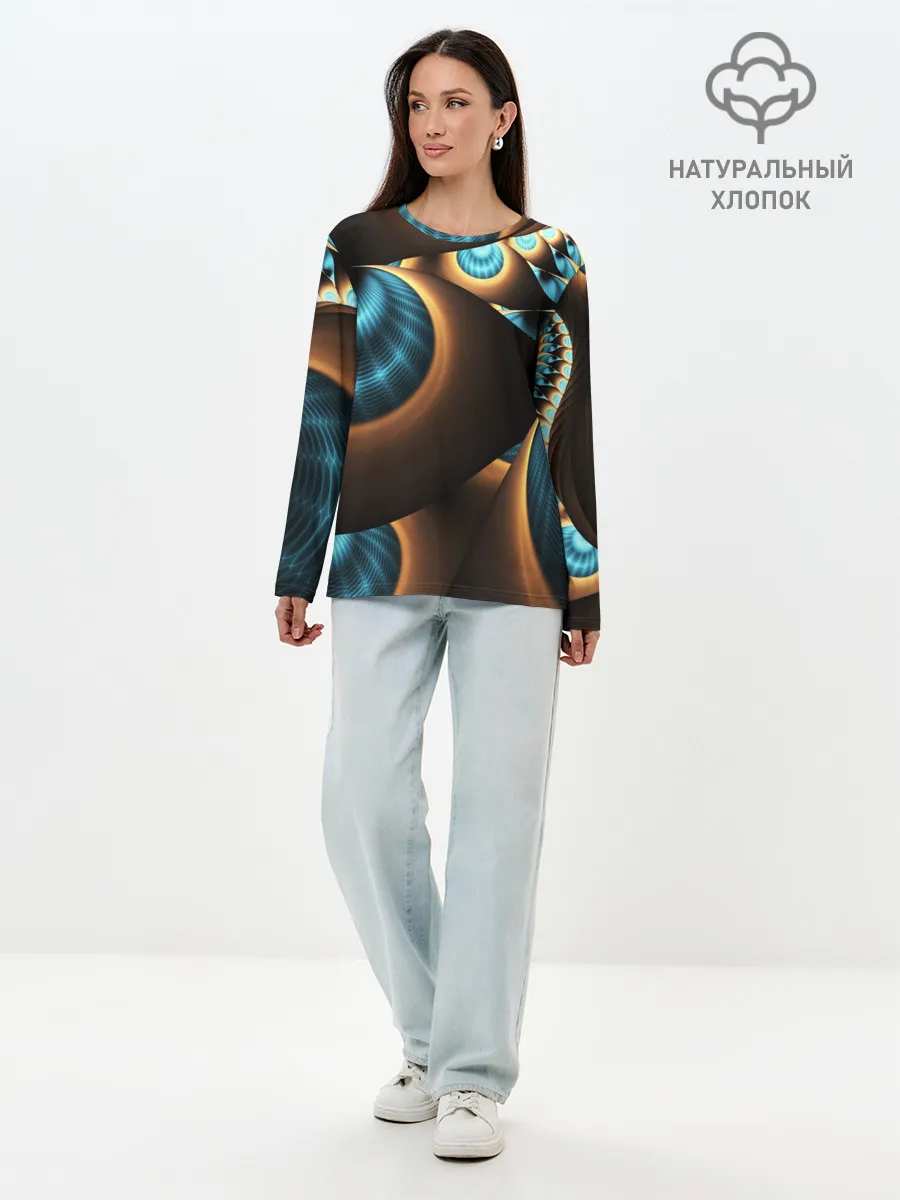 Лонгслив женский. Хлопок / 3D FRACTAL
