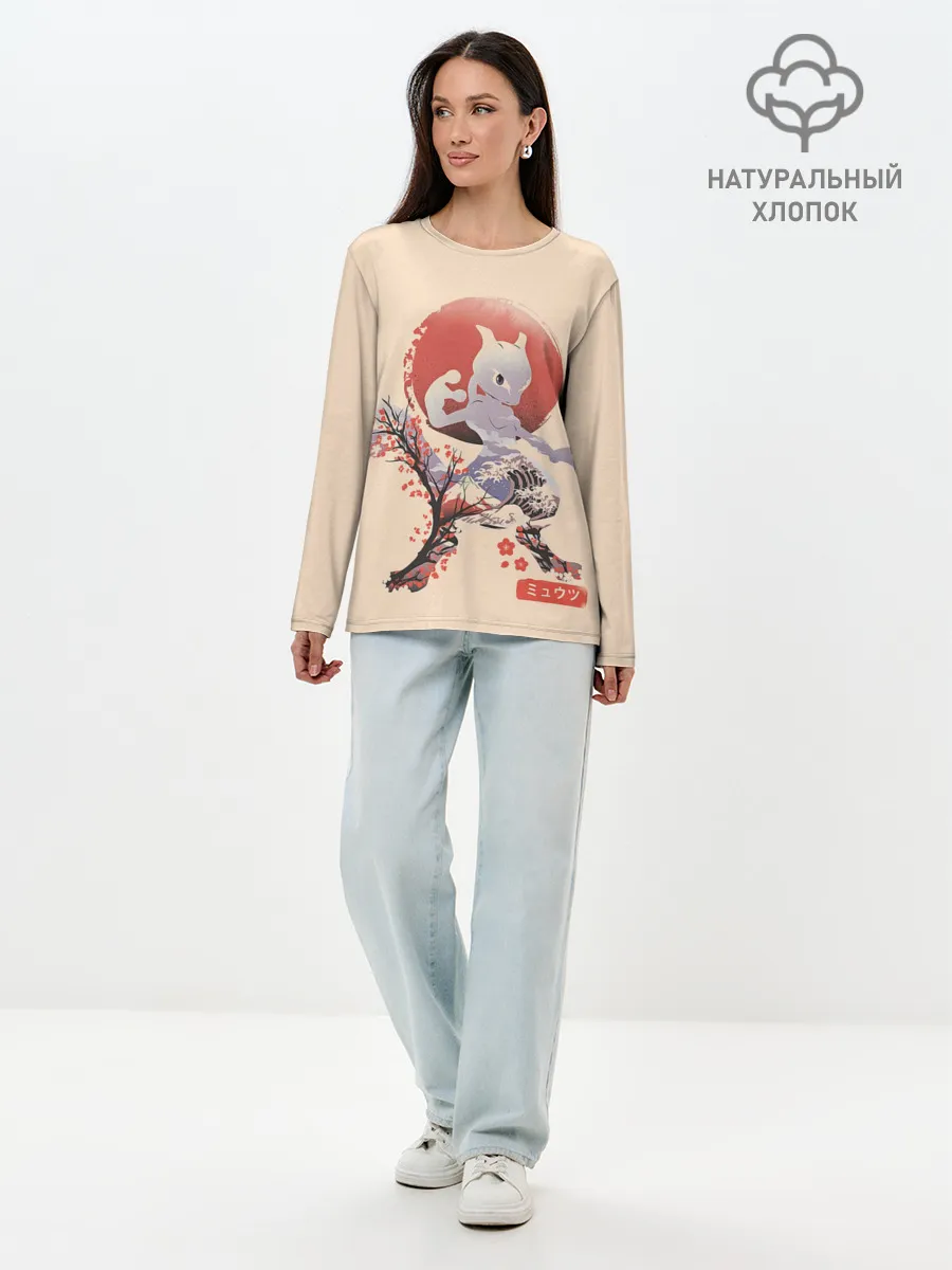 Лонгслив женский. Хлопок / Mewtwo