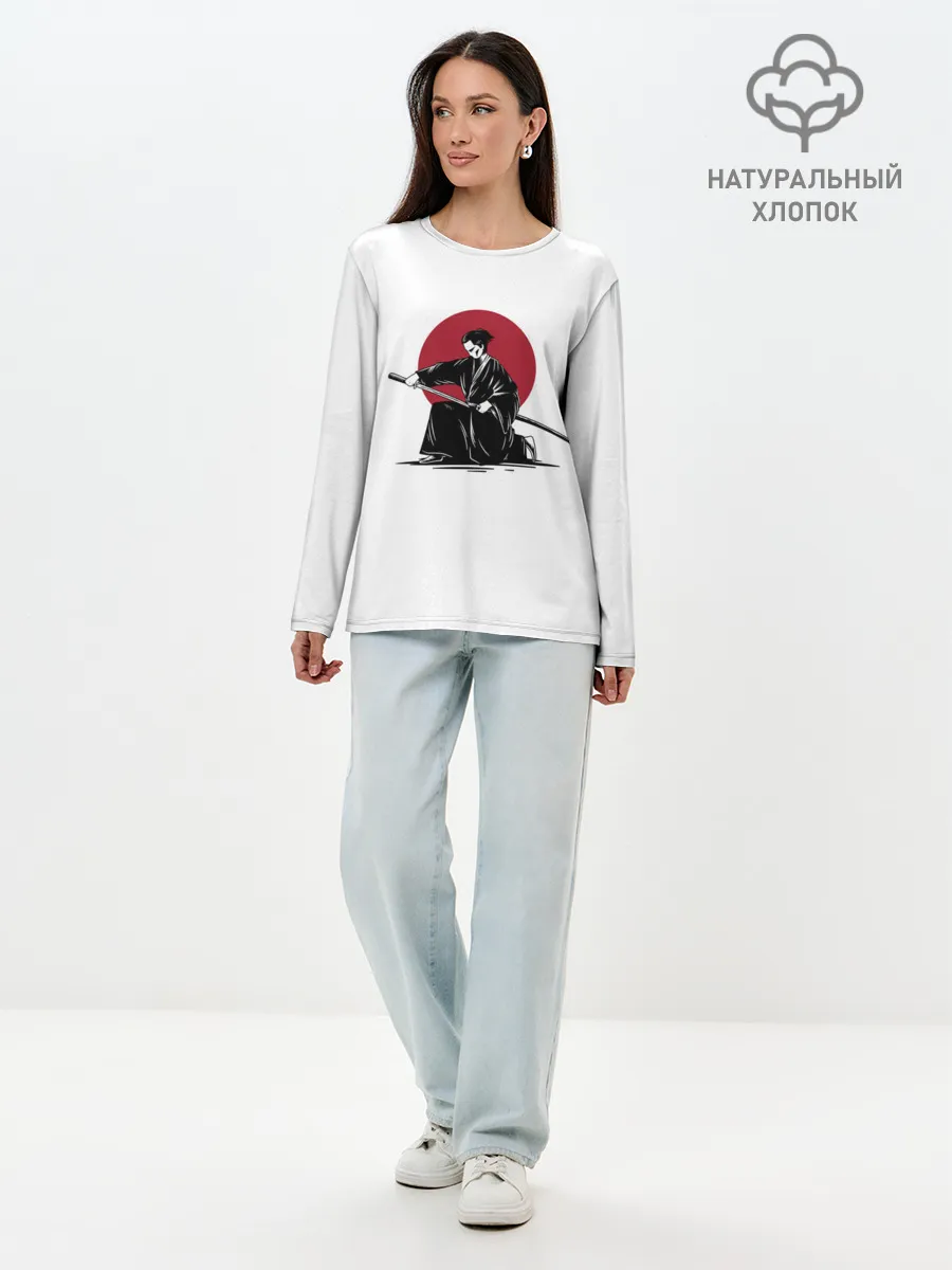 Лонгслив женский. Хлопок / ЯПОНСКИЙ САМУРАЙ | SAMURAI IN THE SUN