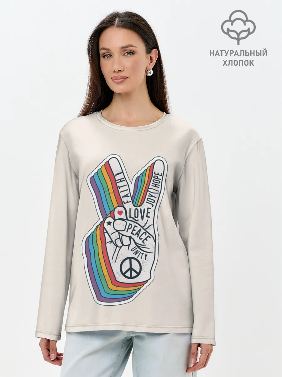 Лонгслив женский. Хлопок / PEACE and LOVE | МИР и ЛЮБОВЬ