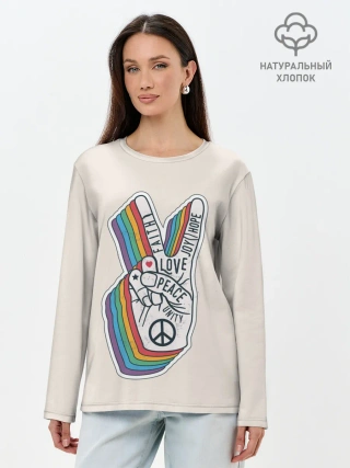 Лонгслив женский. Хлопок / PEACE and LOVE | МИР и ЛЮБОВЬ