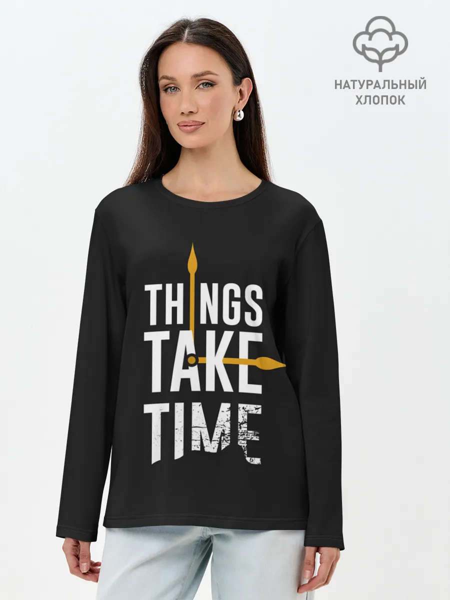 Лонгслив женский. Хлопок / Всё требует времени