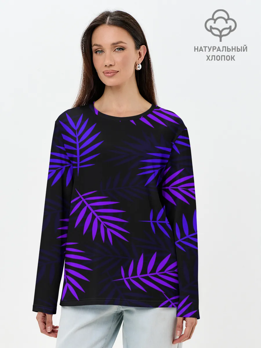 Лонгслив женский. Хлопок / НЕОНОВЫЕ ТРОПИКИ