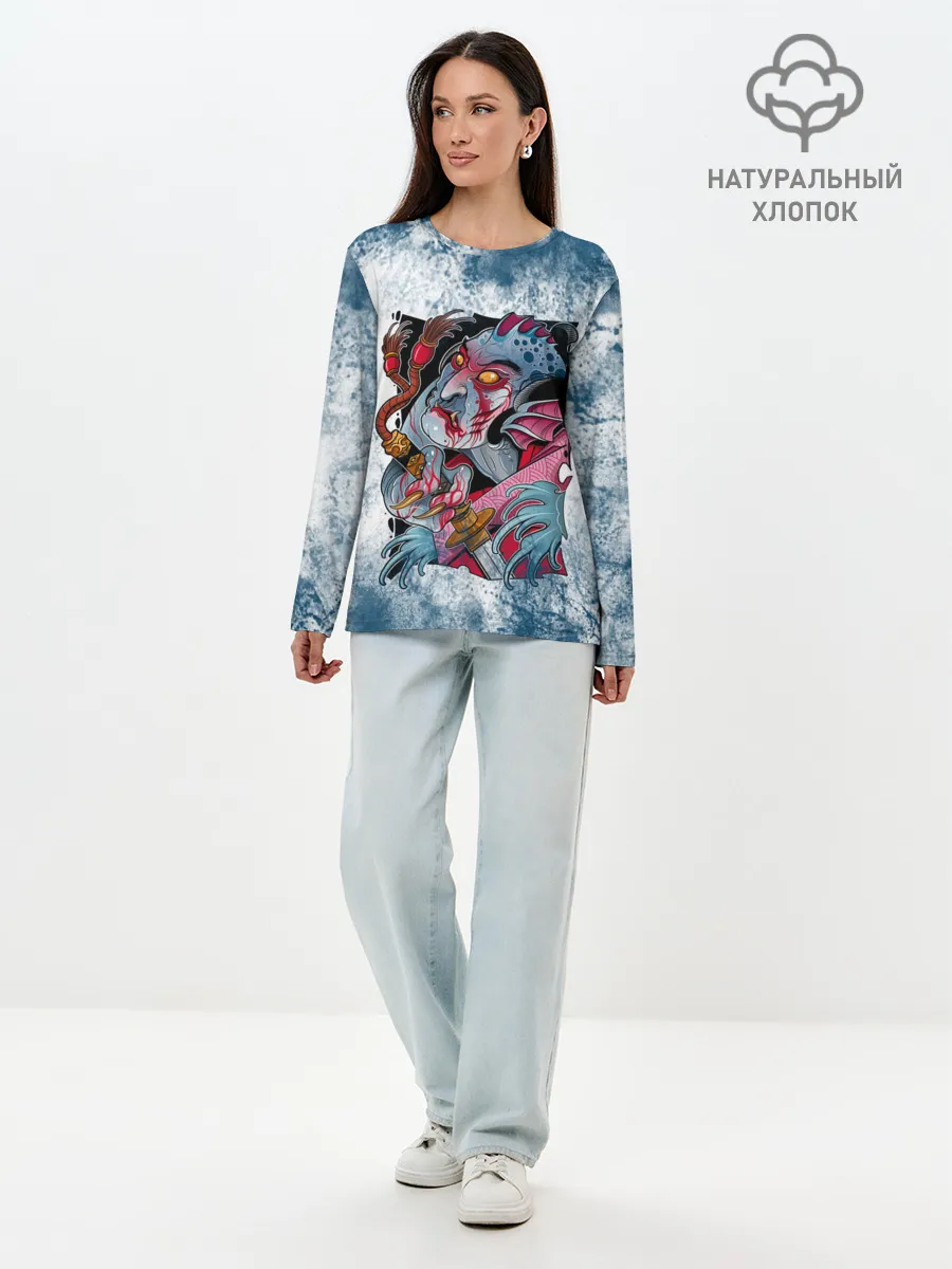 Лонгслив женский. Хлопок / Водяной | Мифология