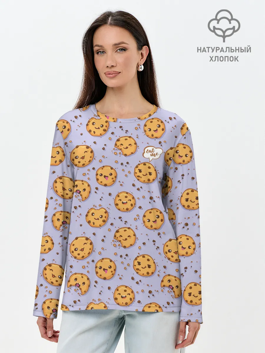 Лонгслив женский. Хлопок / Eat me