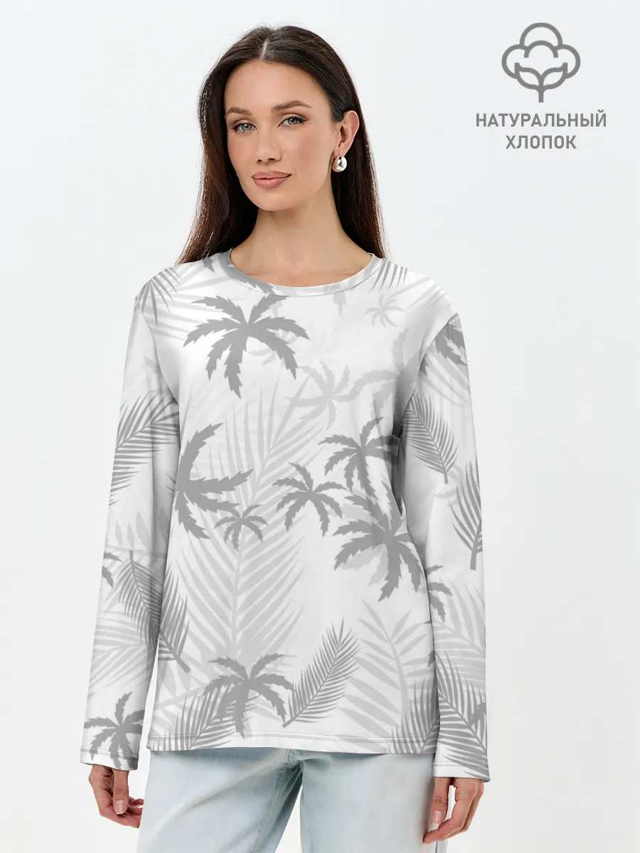 Лонгслив женский. Хлопок / ПАЛЬМЫ | ЛЕТО | TROPICAL