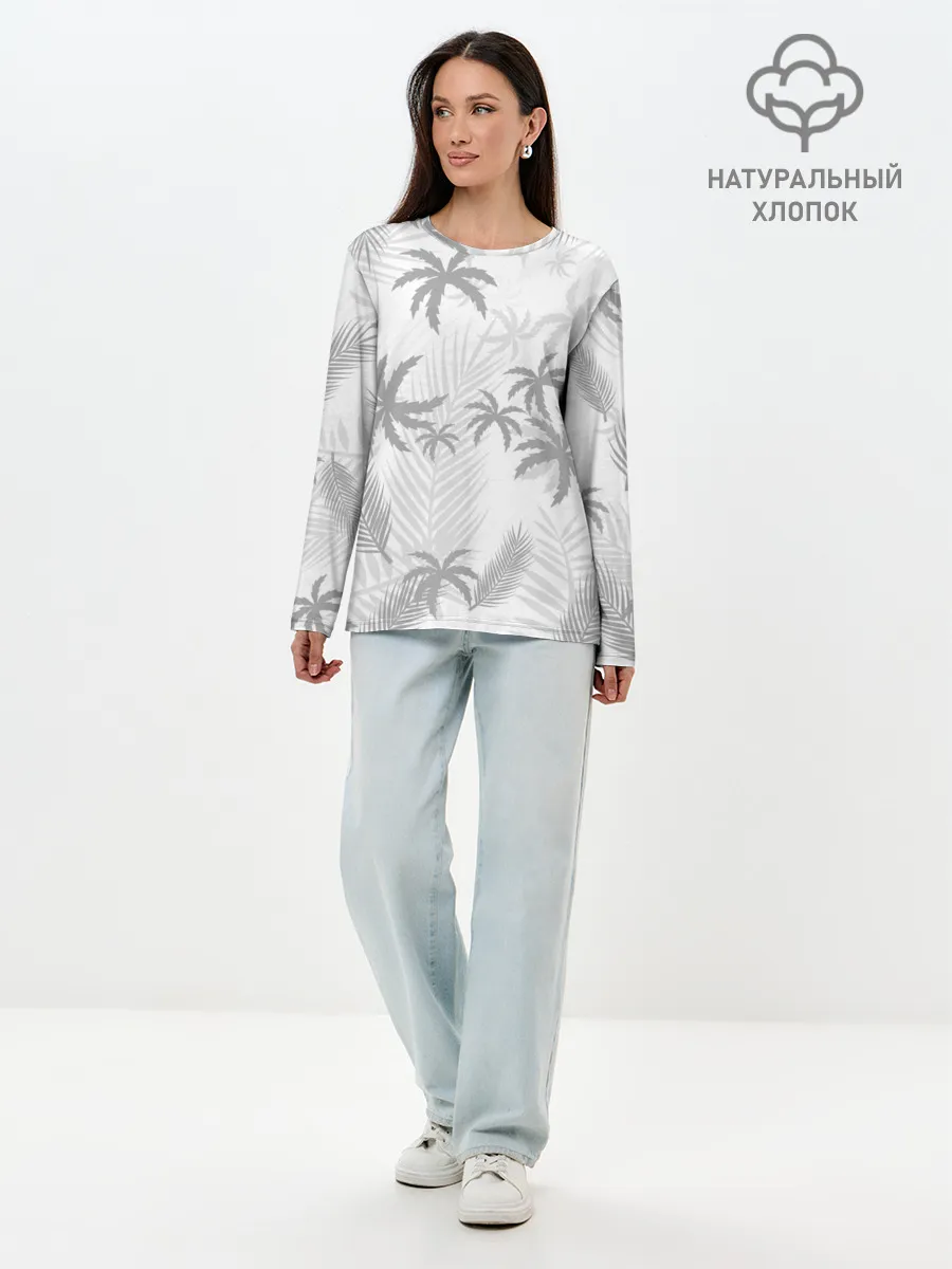 Лонгслив женский. Хлопок / ПАЛЬМЫ | ЛЕТО | TROPICAL