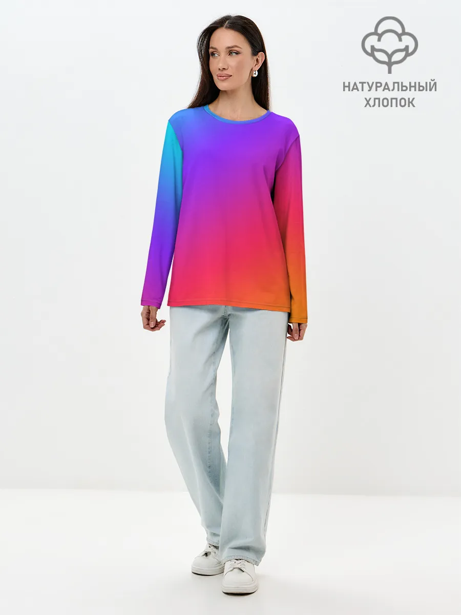 Лонгслив женский. Хлопок / Градиент