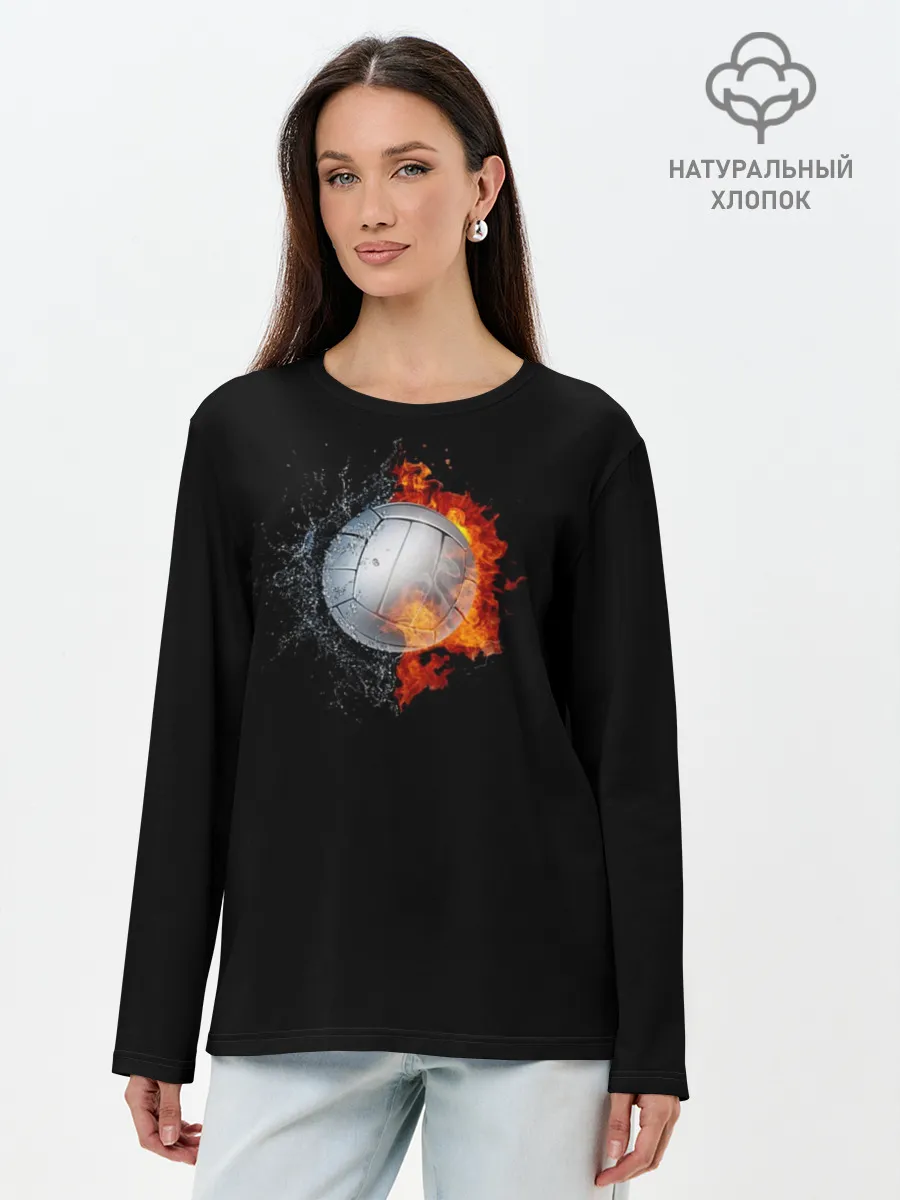 Лонгслив женский. Хлопок / Волейбол | Мяч