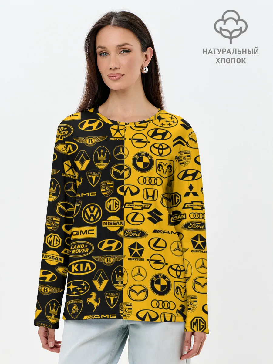 Лонгслив женский. Хлопок / ЛОГОТИПЫ АВТО