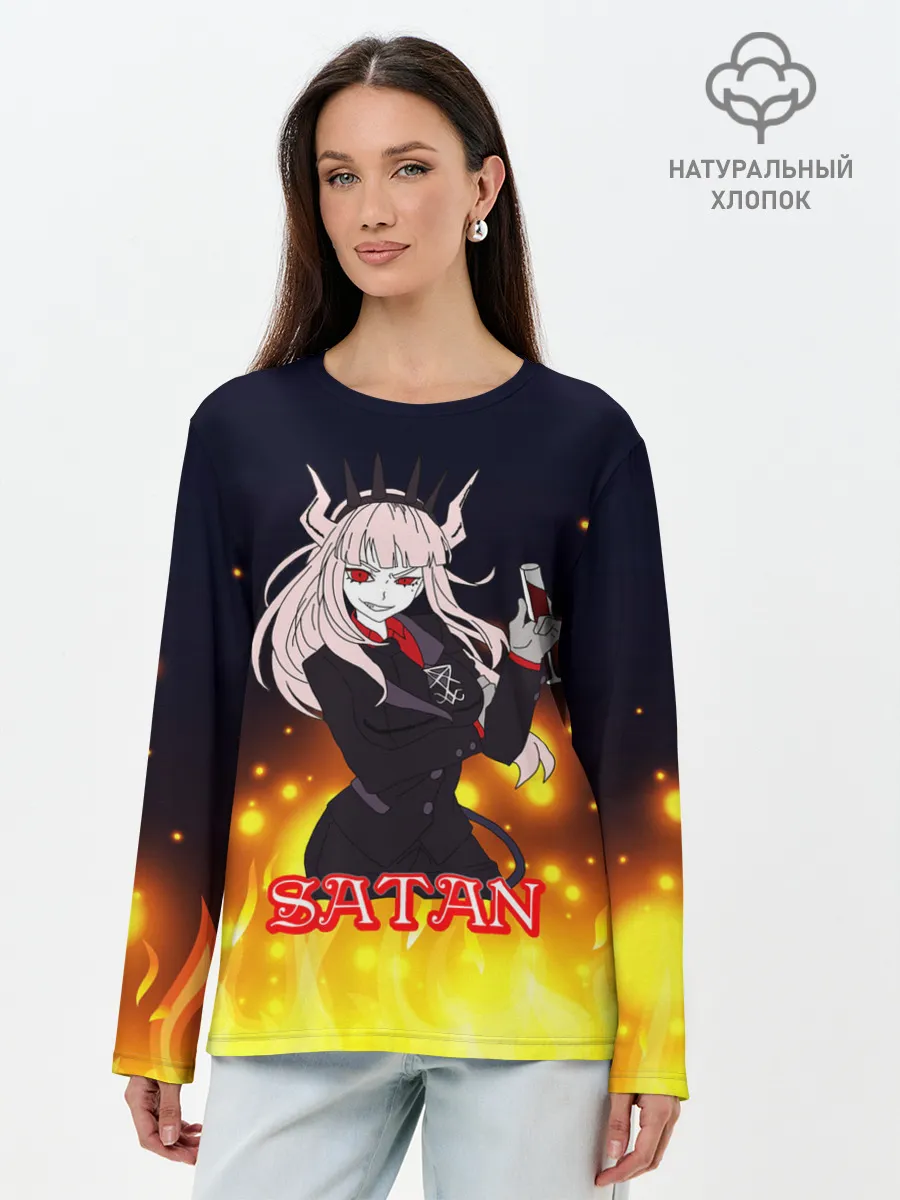 Лонгслив женский. Хлопок / Helltaker Satan Girl