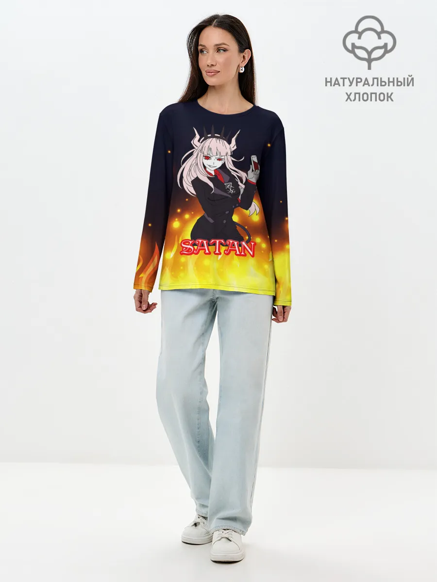 Лонгслив женский. Хлопок / Helltaker Satan Girl
