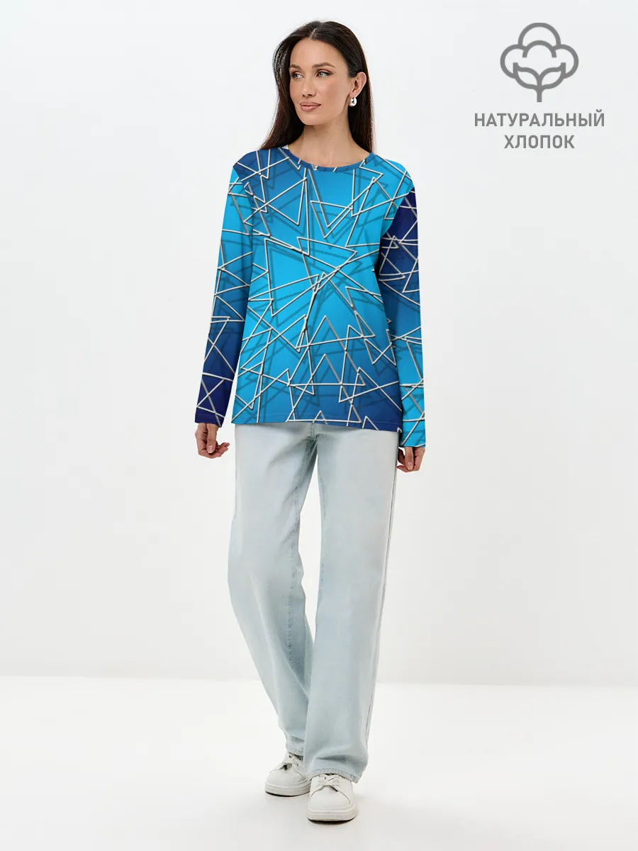 Лонгслив женский. Хлопок / Треугольники