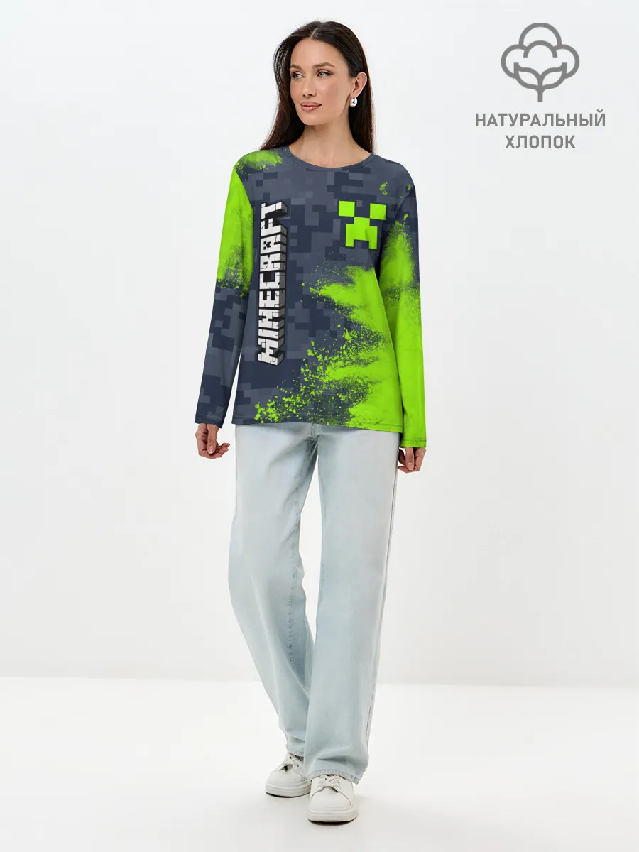 Лонгслив женский. Хлопок / MINECRAFT / МАЙНКРАФТ
