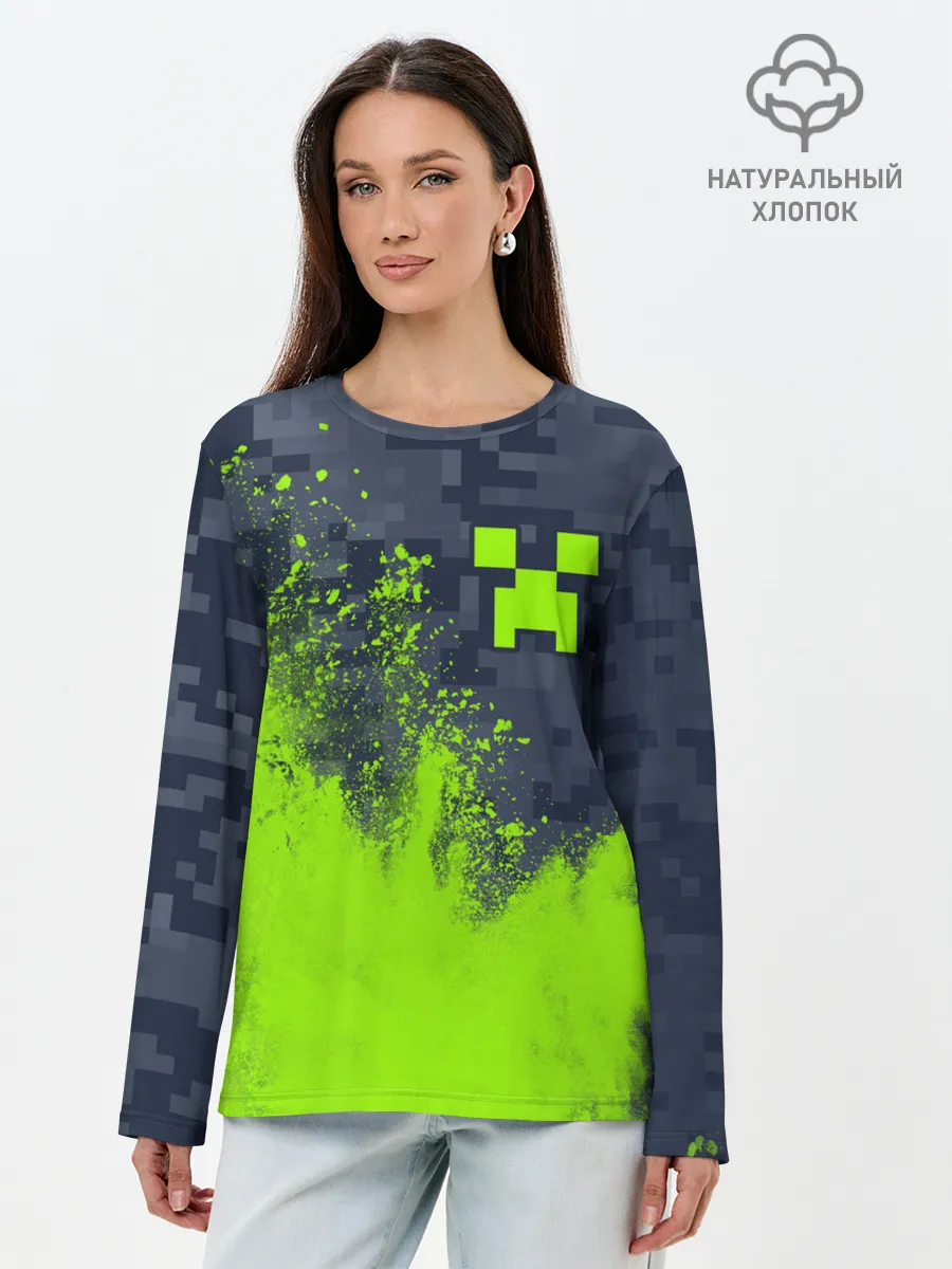 Лонгслив женский. Хлопок / MINECRAFT / МАЙНКРАФТ