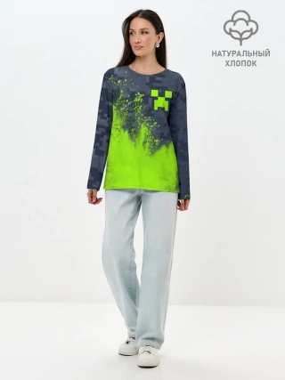 Лонгслив женский. Хлопок / MINECRAFT / МАЙНКРАФТ