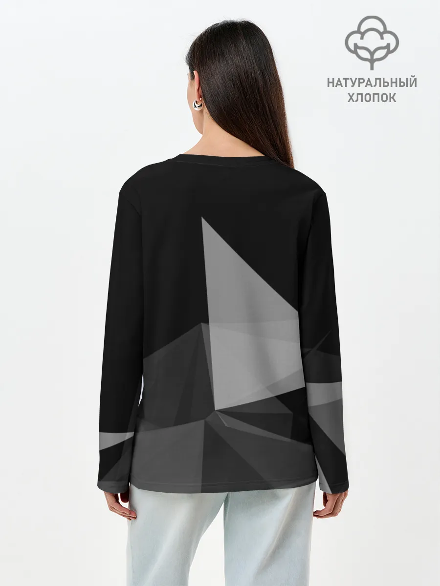 Лонгслив женский. Хлопок / Camo - Black & White
