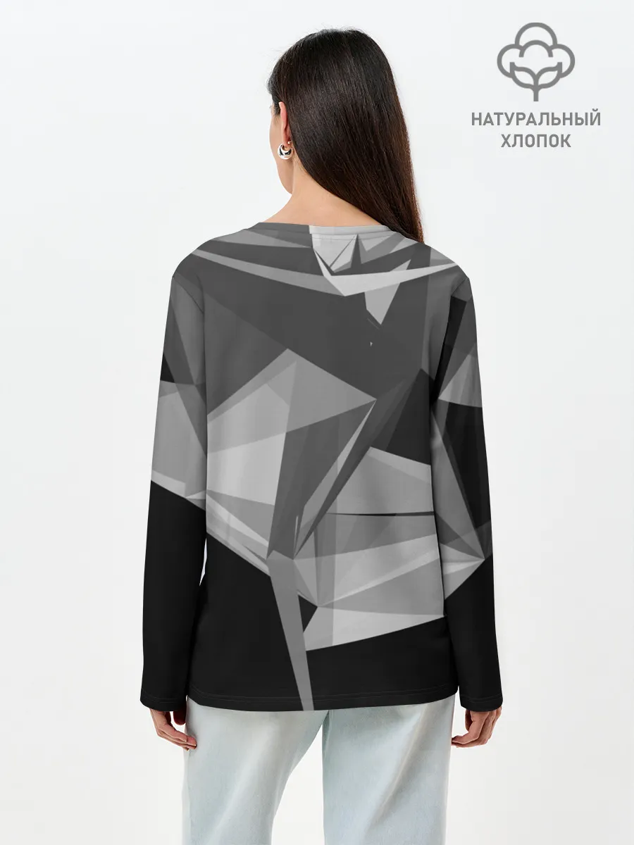 Лонгслив женский. Хлопок / Camo - Black & White