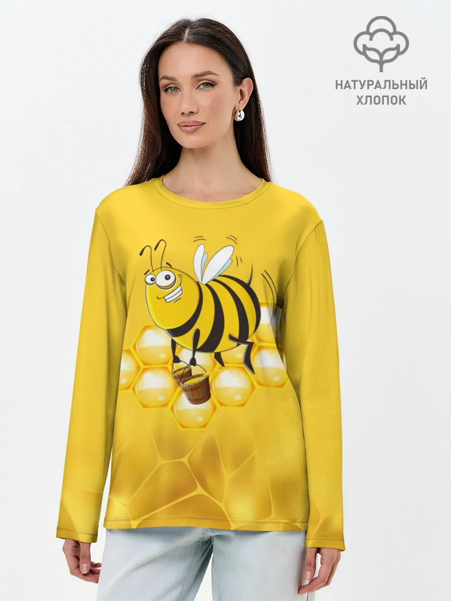 Лонгслив женский. Хлопок / Лето. Пчелы. Мед