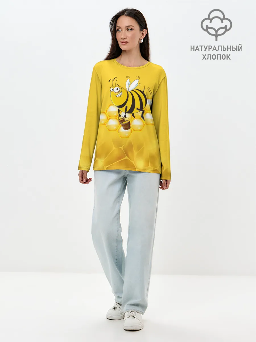 Лонгслив женский. Хлопок / Лето. Пчелы. Мед
