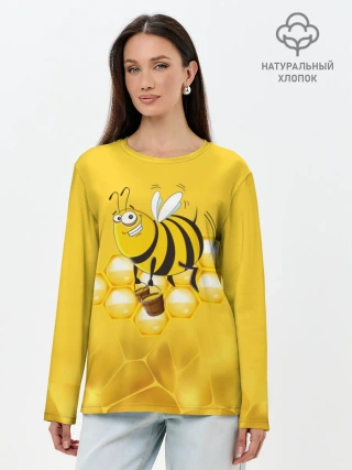 Лонгслив женский. Хлопок / Лето. Пчелы. Мед