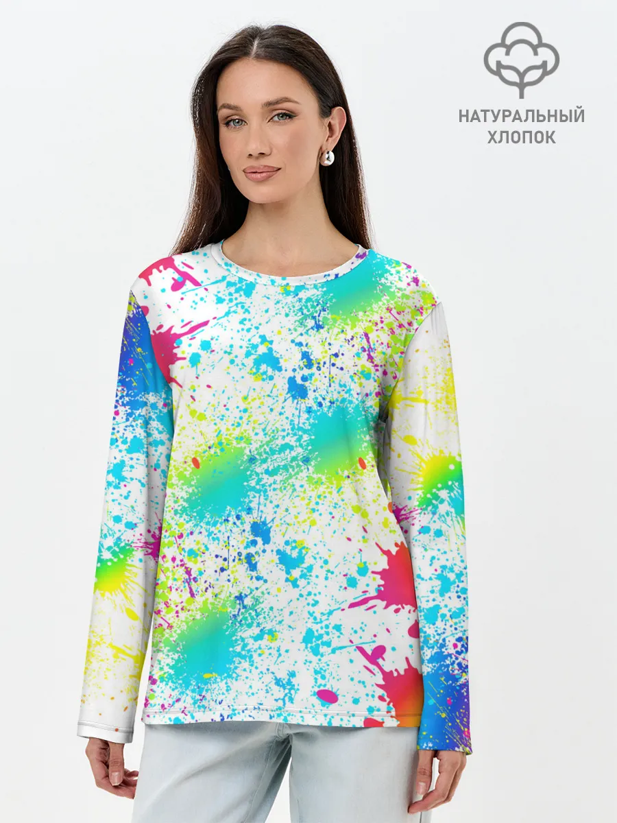 Лонгслив женский. Хлопок / БРЫЗГИ НЕОНА