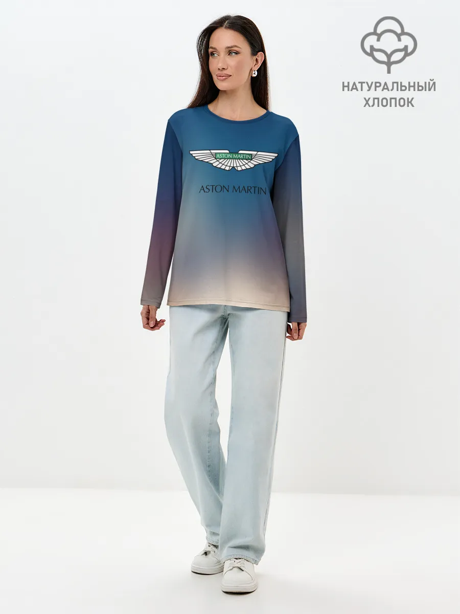 Лонгслив женский. Хлопок / aston martin