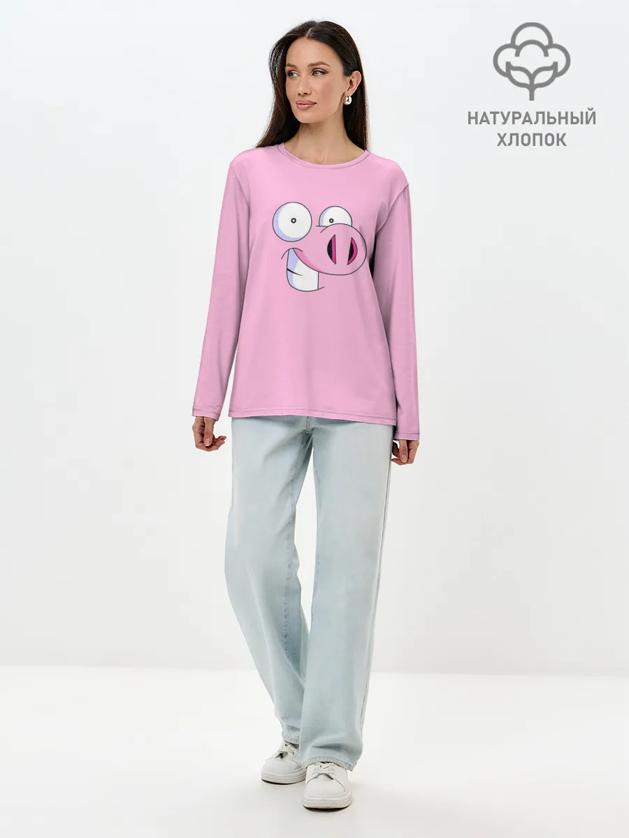 Лонгслив женский. Хлопок / Cвинья