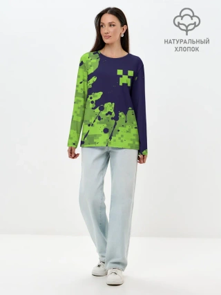 Лонгслив женский. Хлопок / MINECRAFT / МАЙНКРАФТ