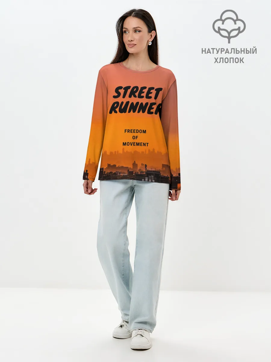 Лонгслив женский. Хлопок / Street runner