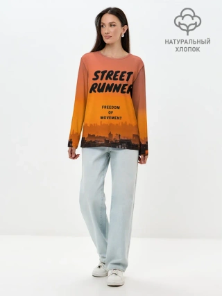 Лонгслив женский. Хлопок / Street runner