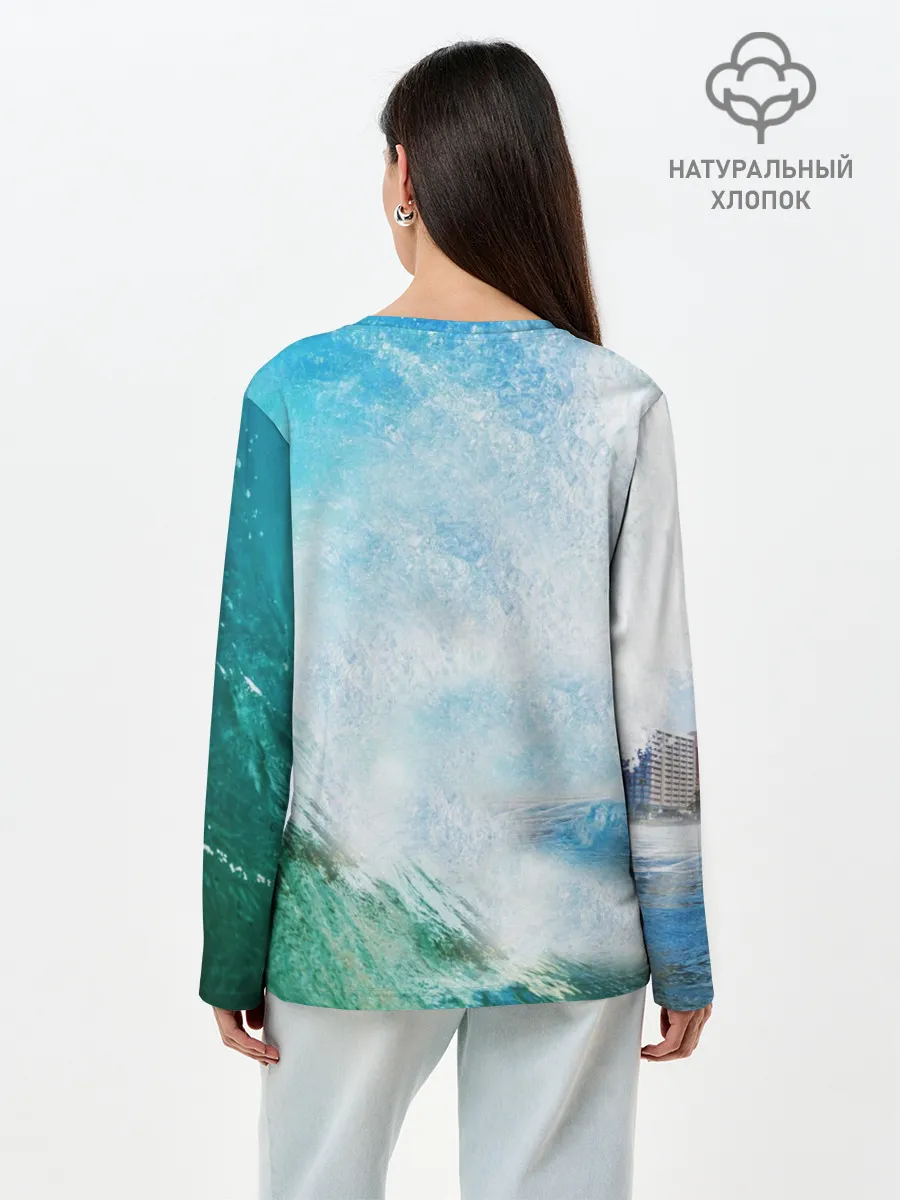 Лонгслив женский. Хлопок / Тираннозавр REX | Серфинг