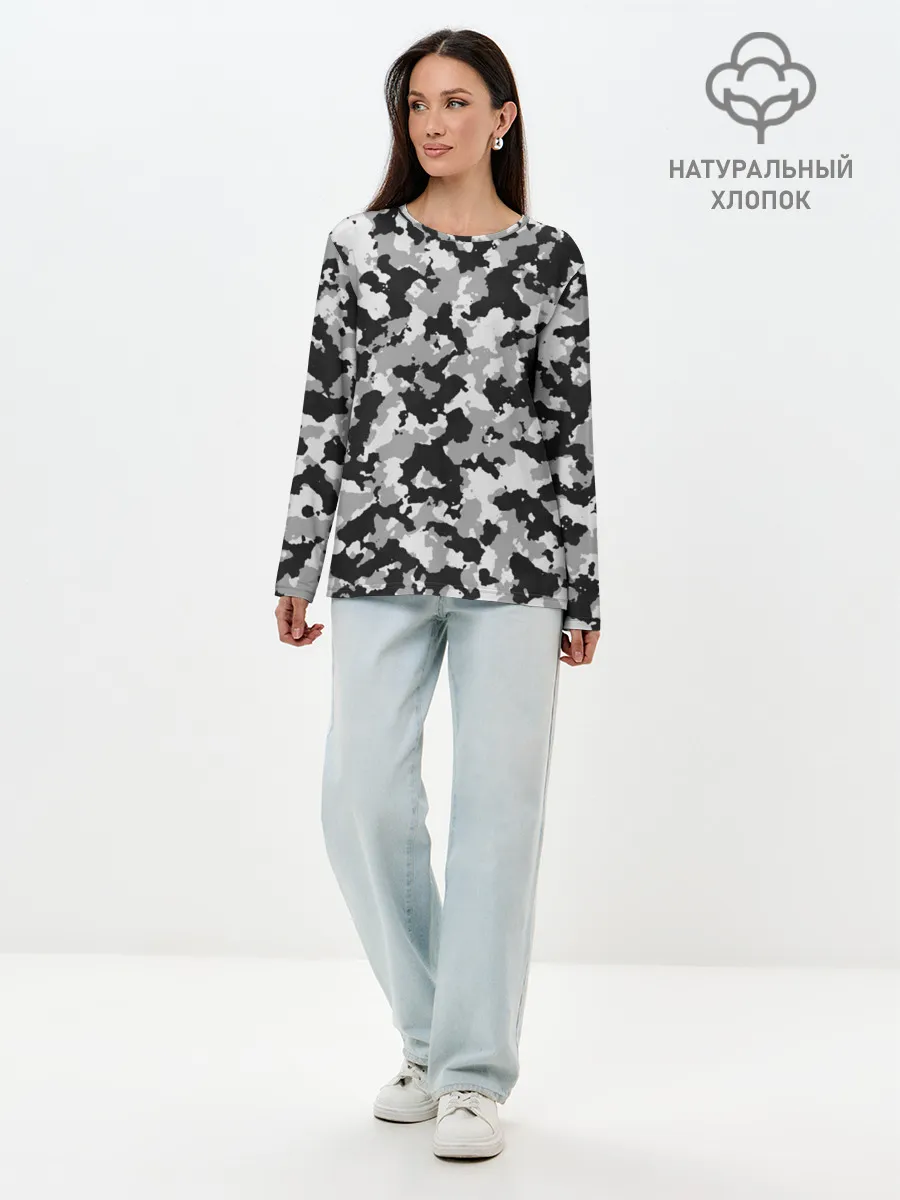 Лонгслив женский. Хлопок / Камуфляж | ЧБС