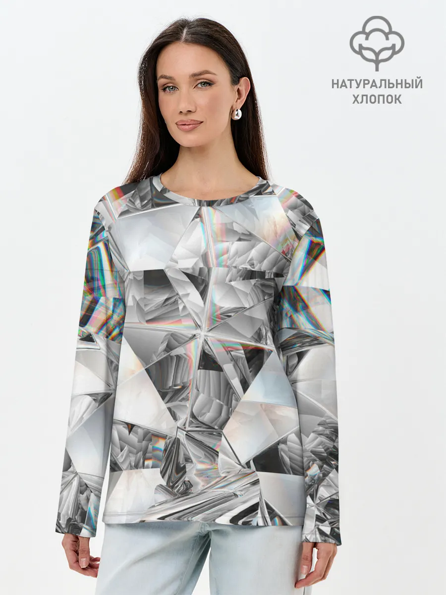 Лонгслив женский. Хлопок / зеркальный калейдоскоп