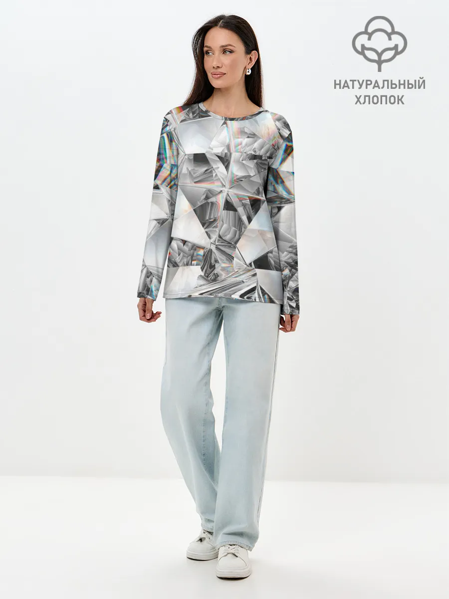 Лонгслив женский. Хлопок / зеркальный калейдоскоп