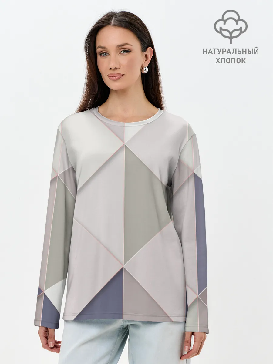 Лонгслив женский. Хлопок / Треугольники