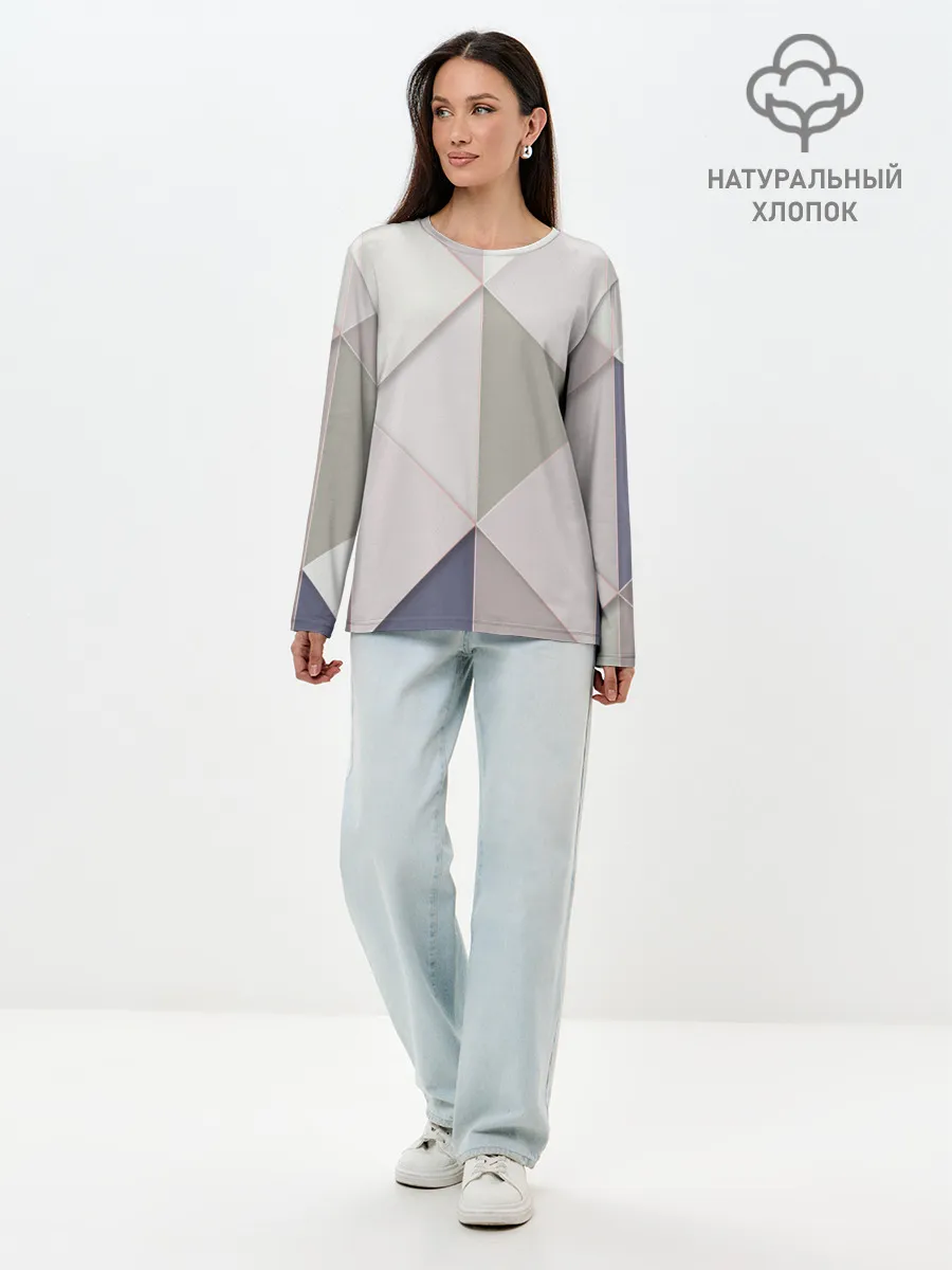 Лонгслив женский. Хлопок / Треугольники