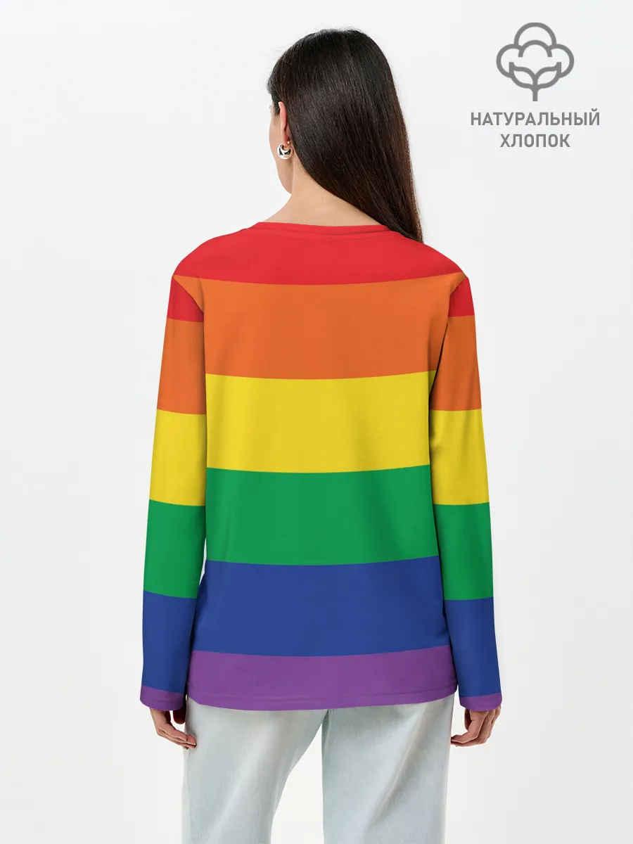 Лонгслив женский. Хлопок / Радуга