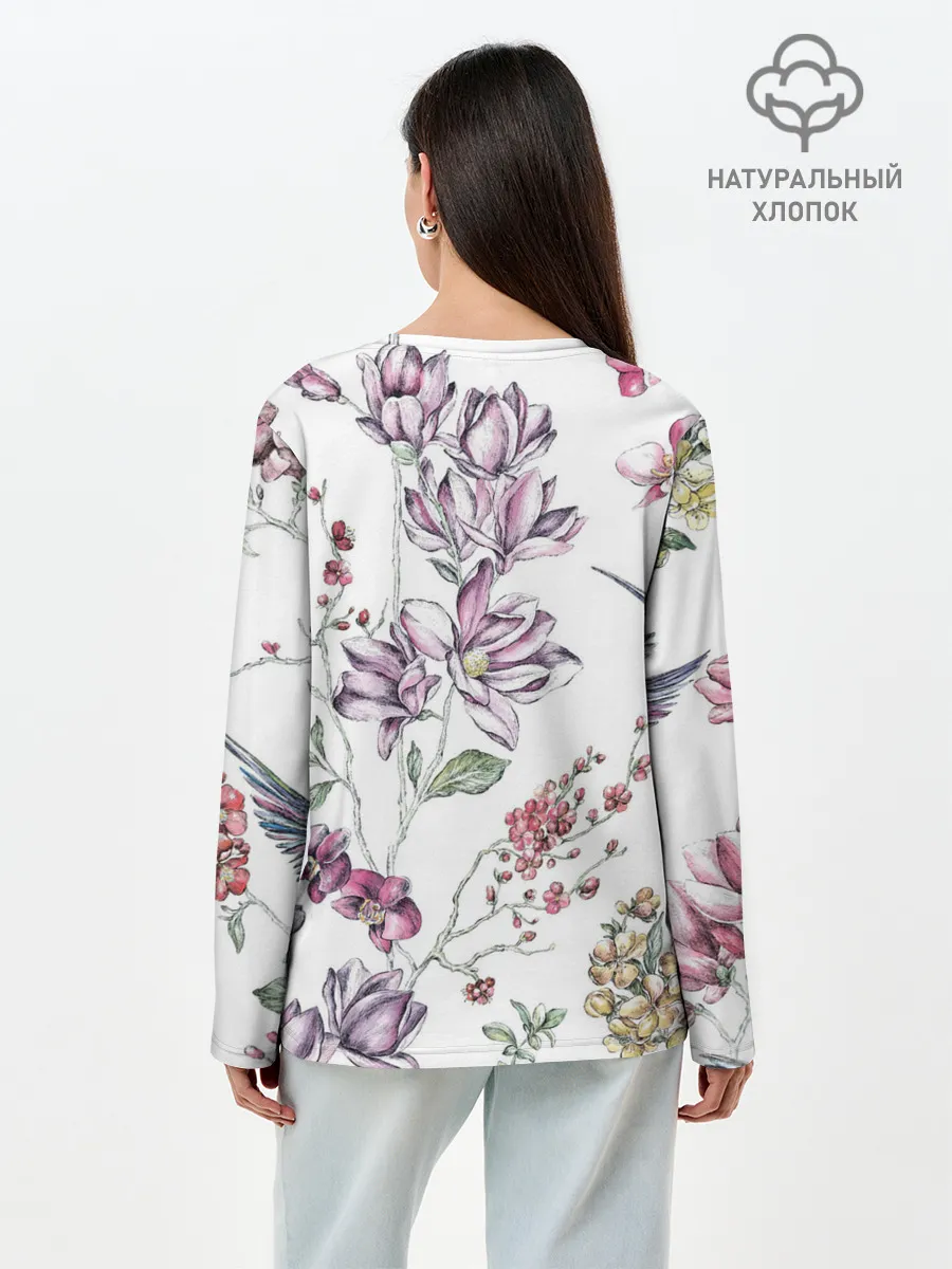 Лонгслив женский. Хлопок / Колибри