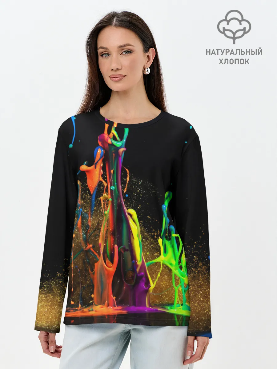 Лонгслив женский. Хлопок / КРАСКИ