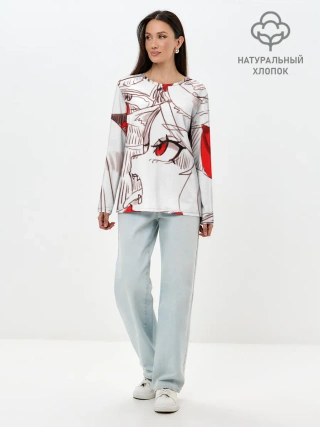 Лонгслив женский. Хлопок / Люцифер. HELLTAKER