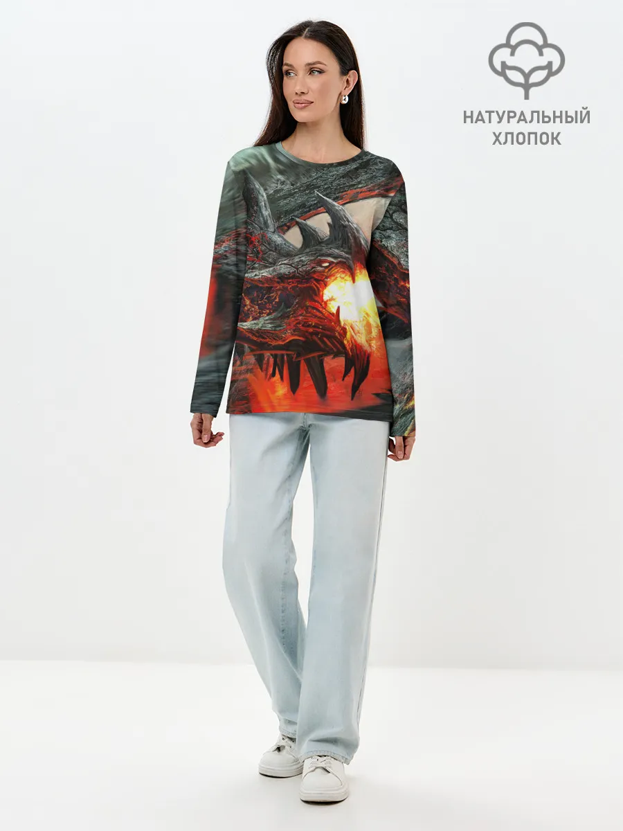 Лонгслив женский. Хлопок / Дракон | Dragon