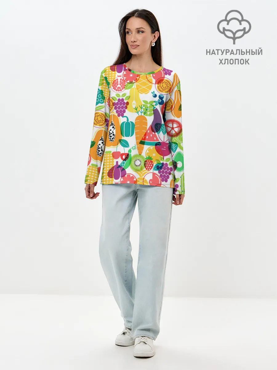 Лонгслив женский. Хлопок / овощи
