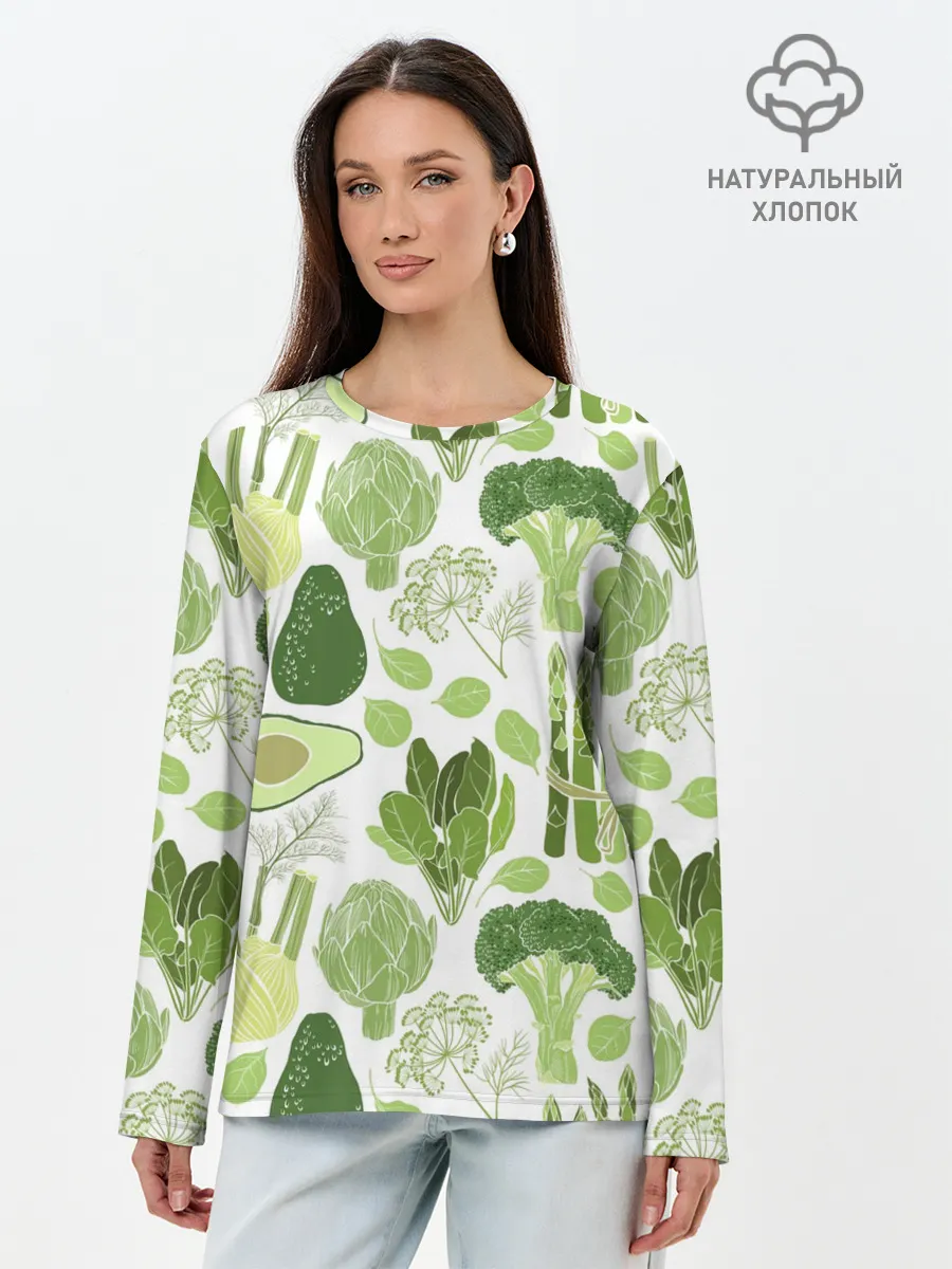 Лонгслив женский. Хлопок / овощи