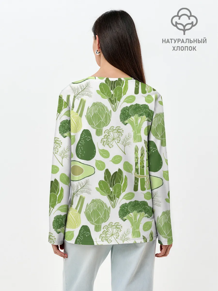 Лонгслив женский. Хлопок / овощи