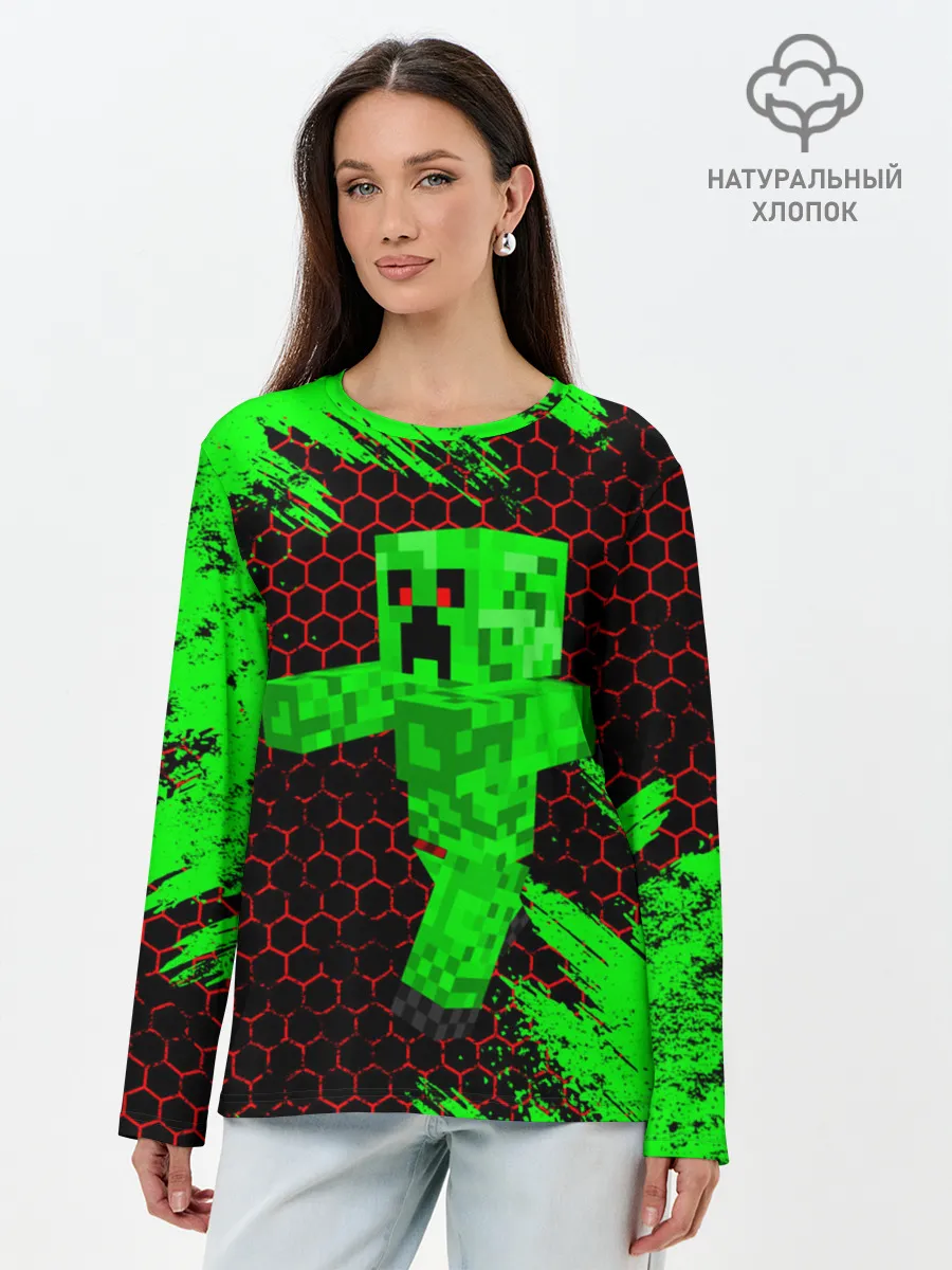 Лонгслив женский. Хлопок / MINECRAFT CREEPER
