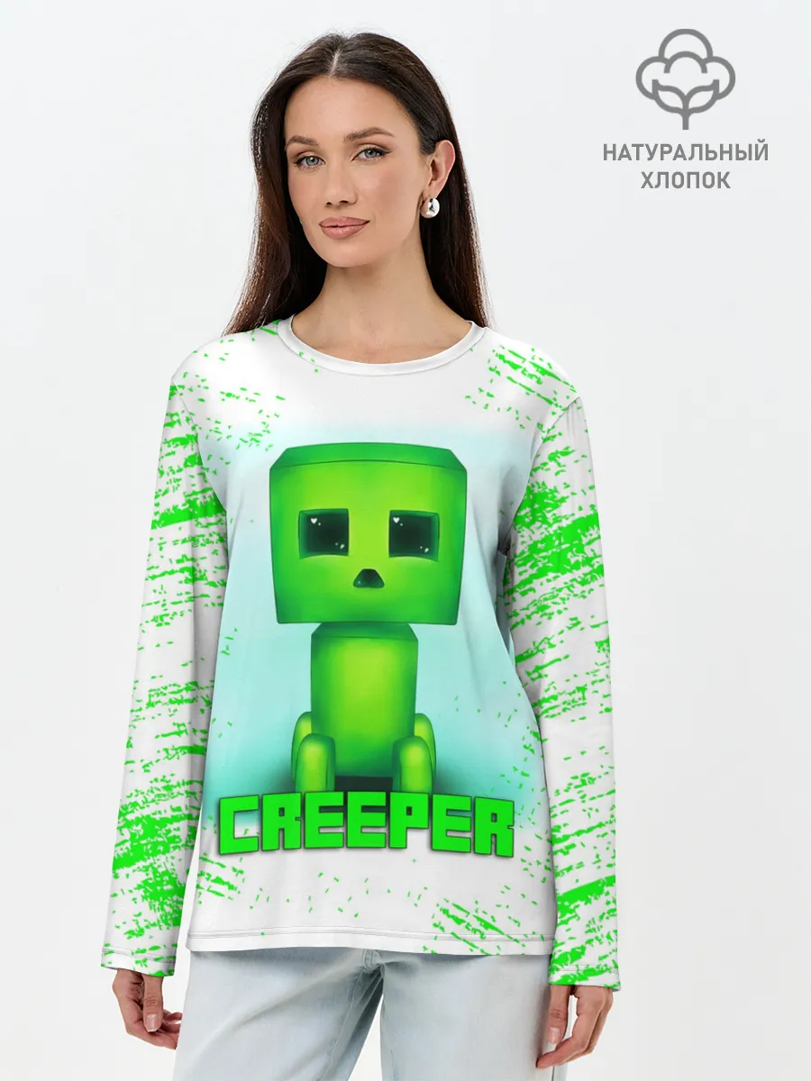 Лонгслив женский. Хлопок / MINECRAFT CREEPER