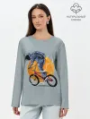 Лонгслив женский. Хлопок / Космический велосипедист